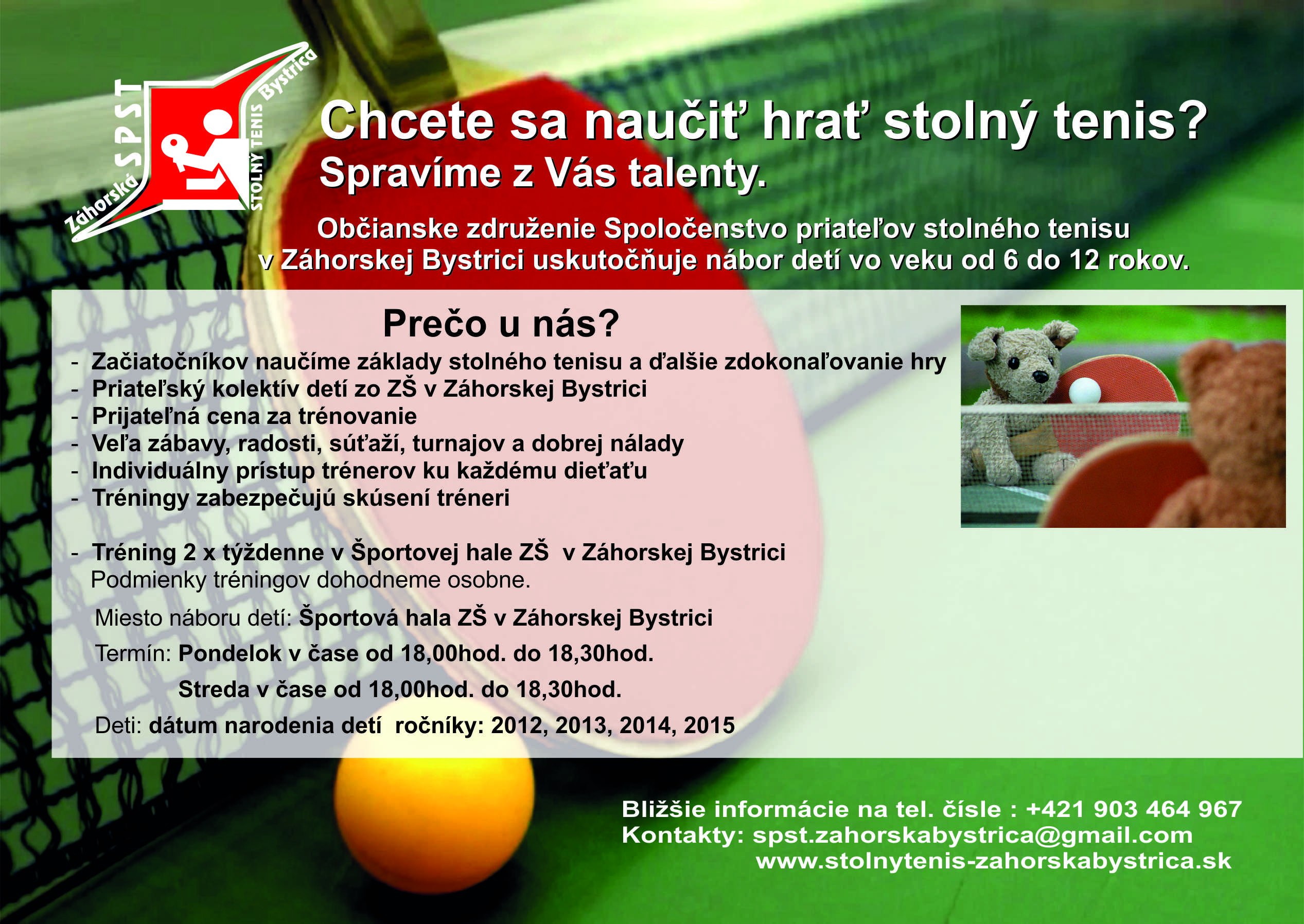 Deti, chcete sa naučiť hrať stolný tenis?